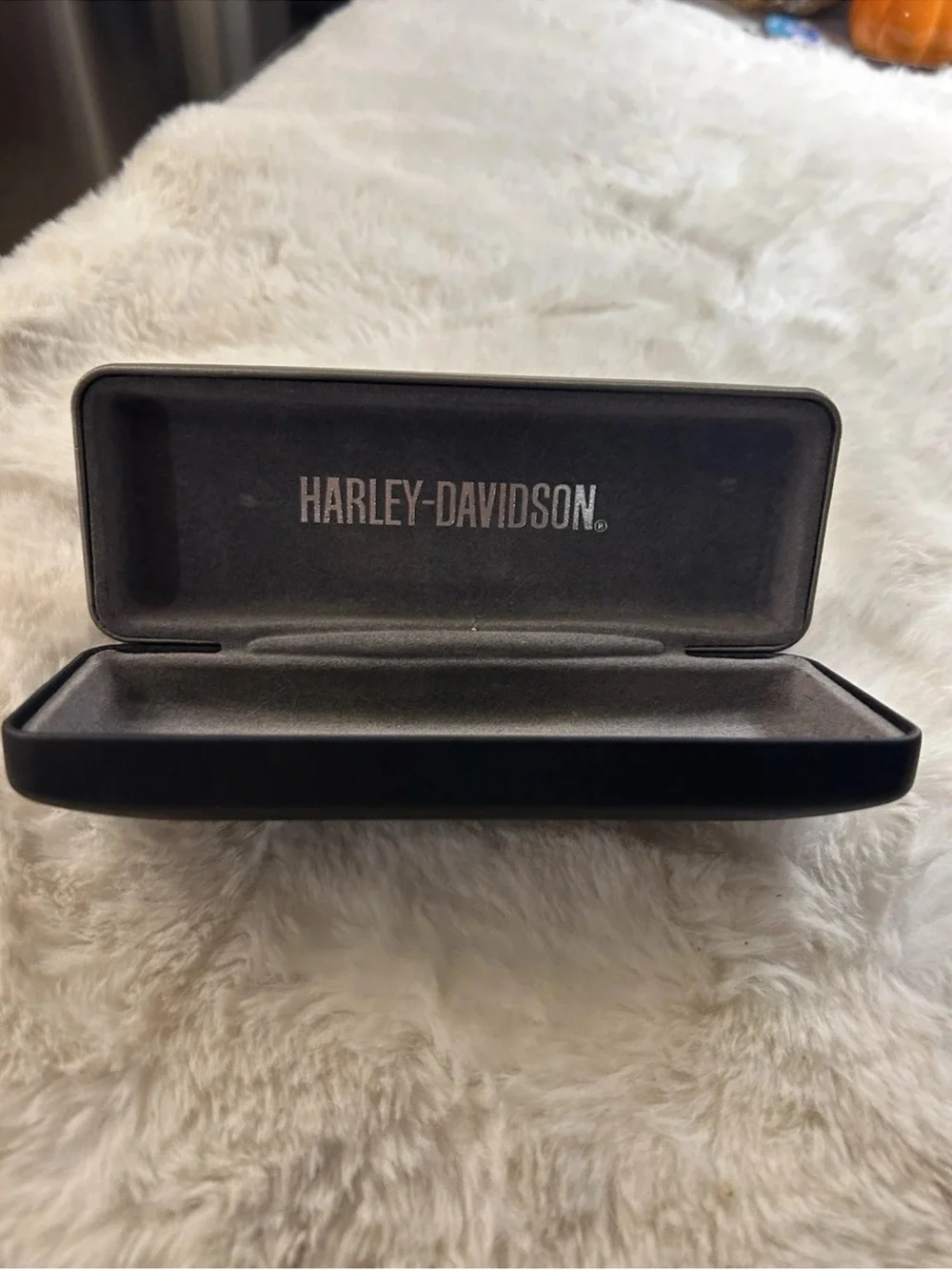 Harley Davidson Gray Black Hard Shell Glasses Eye Sun Glass Case‎ Designer Carry